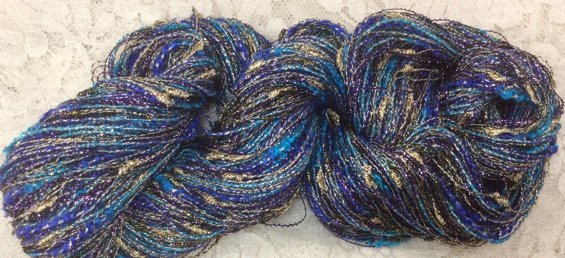 5 colors Novelty Yarn 75 yds 3 strand metallic holographic Art Etsy