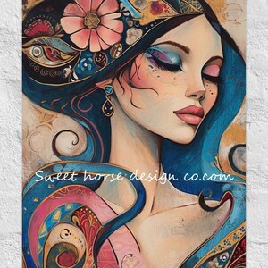 Póster mate - Mujer Art Decó - Mujer Boho - Tamaños variados - Great Adirondack