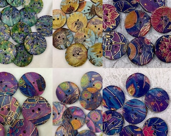 2,5 cm Knöpfe-Van Gogh Muster-Goldfolie-verschiedene Farben-Handgefertigtes tolles Adirondack Garn-Preis ist pro Knopf