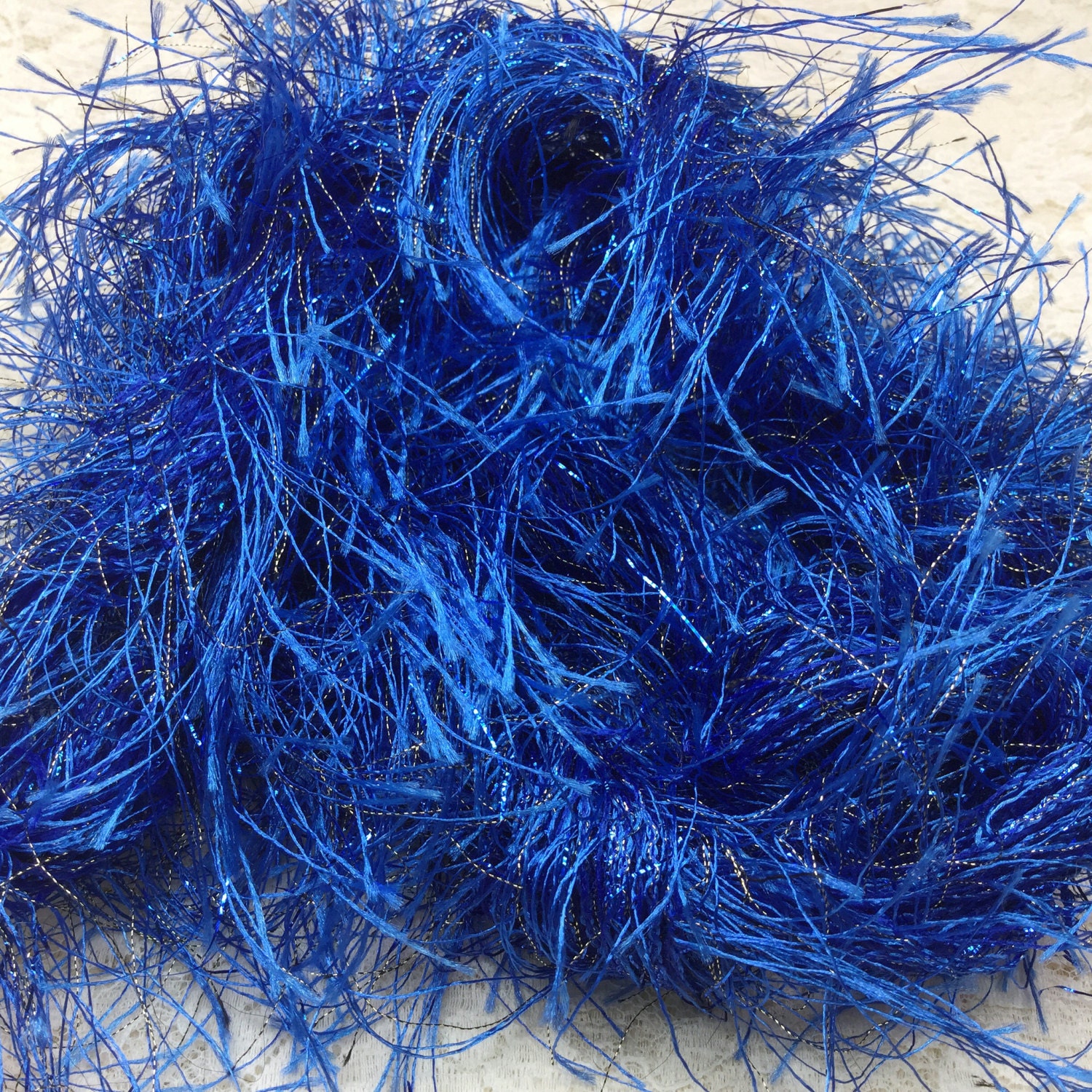 Eyelash novelty 75 yds metallic royal blue color scarf costumes doll hair great adirondack