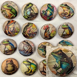 1.18&quot; Leather Frog Button: Handcrafted- Clothing- Embellishment -price is per button- Great Adirondack
