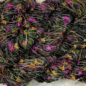 Art yarn -2 strand metallic -75 yds -olive plums-novelty yarn-scarf knitting embellishment great adirondack mixed media lace