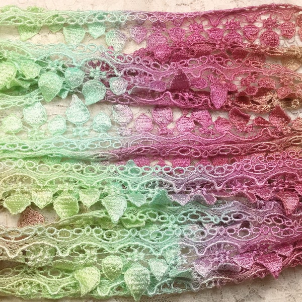 Venise lace teardrops 2.25" wide hand dyed pastels sold by the yard embellishment trim costumes mixed media scrapbooking great adirondack