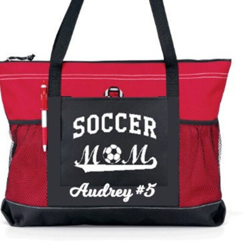 Soccer Mom Monogram Canvas Tote Shoulder Bag Personalize Game Etsy