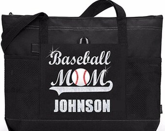 Swash style Baseball Mom Sports Bag with Glitter or solid color design. FREE Shipping on all orders.