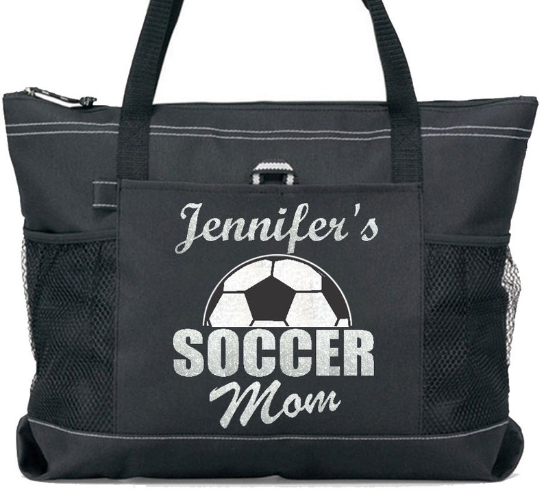 Large 20 SOCCER MOM Sports Bag with white glitter Soccer Etsy
