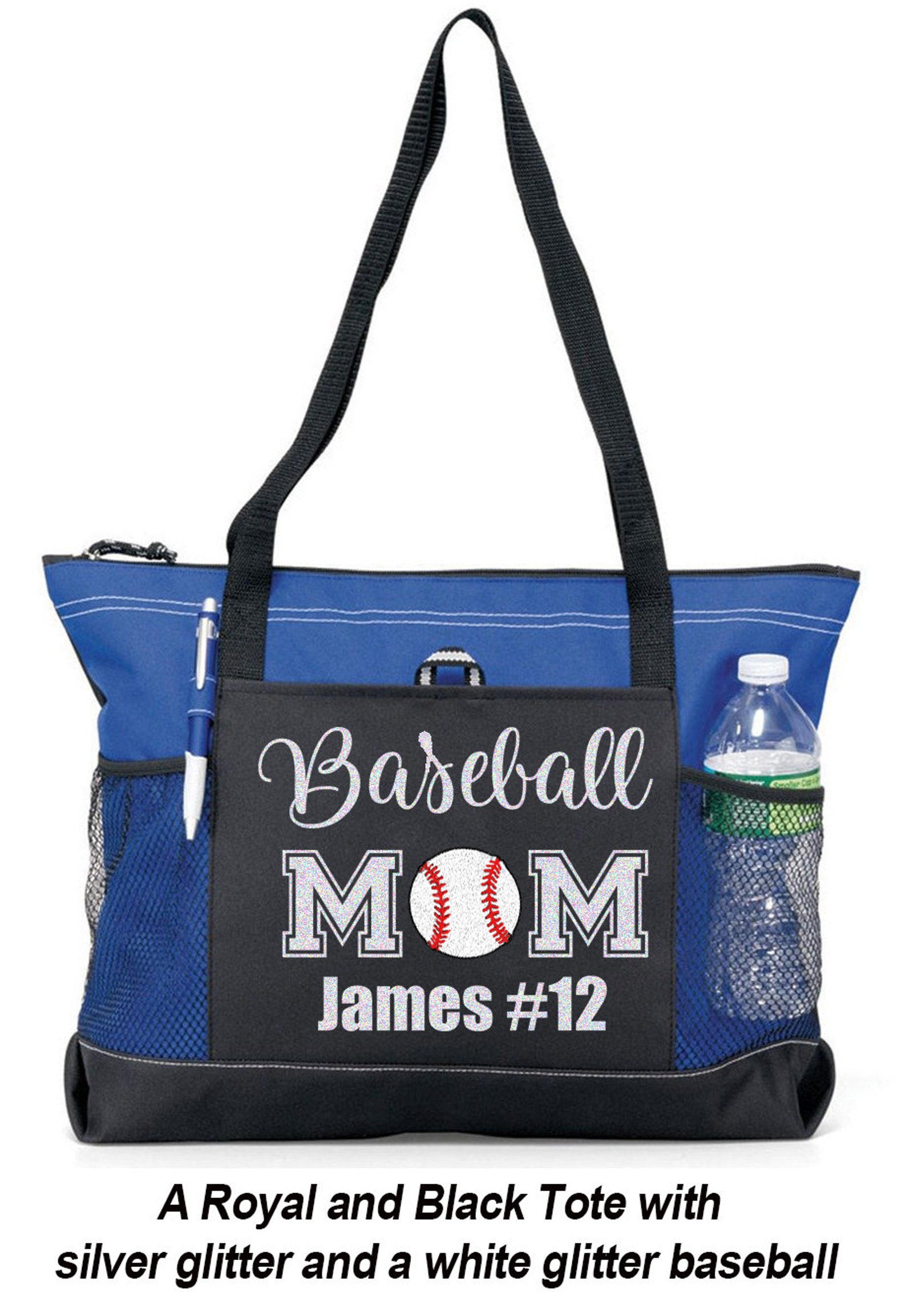 Baseball Mom Sports Bag Player Name Glitter or Solid Color Etsy