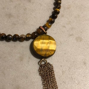 Beautiful Tigers Eye and Bronze Necklace.