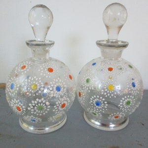 Czechoslovakia.  2 Antique Bohemian Glass Czechoslovakia Glass Scent Bottles