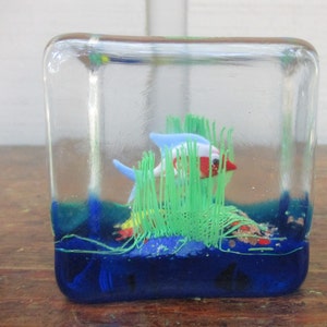 Italy.  Vintage Murano Cube Art Glass Aquarium / Fish Tank