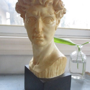 Italia. Testa di David di Michelangelo, scultura di A. Santini, Italia, firmata