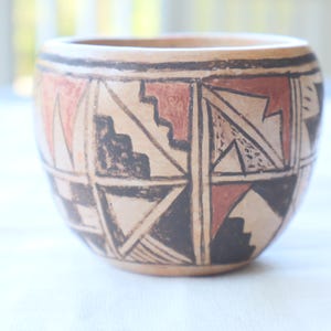 Mid-Century Hopi Indian Miniature Pottery Trinket Bowl with Hopi Designs