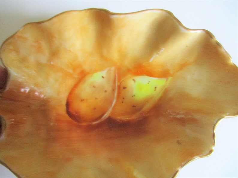 Beautiful T/&V LIMOGES France Leaf Dish with Painted Almonds