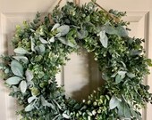 LAMBS EAR EUCALYPTUS Wreath, Eucalyptus Wreath,Summer Wreath,Lambs Ear Wreath,Farmhouse Wreath,Mini Wreath,Fall Wreath,Farmhouse Decor