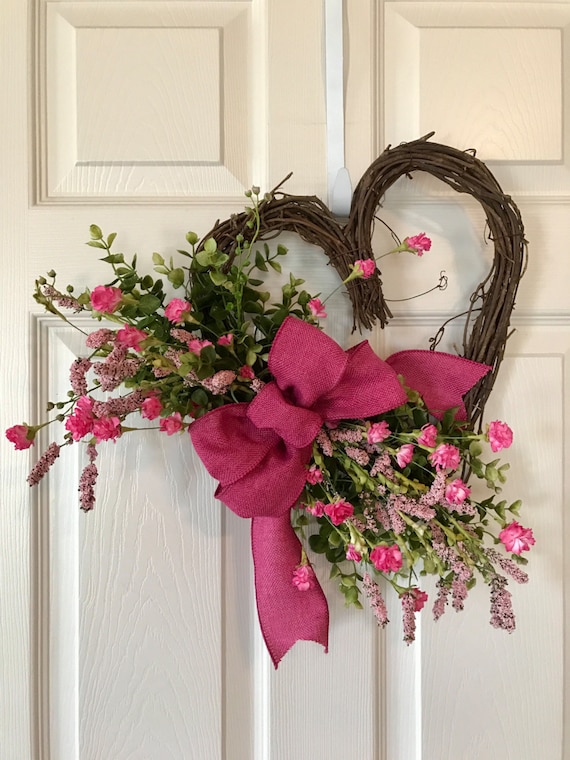 Valentine S Day Wreathheart Wreath Summer Wreathfront Etsy