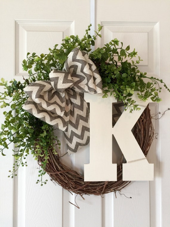 Wreath For Front Door Summer Wreath Initial Wreath Front Door Wreath Year Round Wreath Grapevine Wreath Spring Wreath Farmhouse Wreath