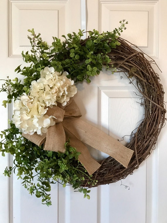 Hydrangeas Wreath Burlap Wreath Spring Wreath Summer Etsy
