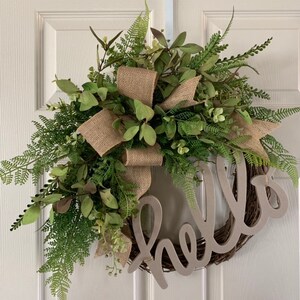 FARMHOUSE WREATH,Fall Wreath,Front Door Wreath,All Year Wreath,Greenery Wreath,Fern Wreath,Year Round Wreath,Hello Wreath,Winter Wreath