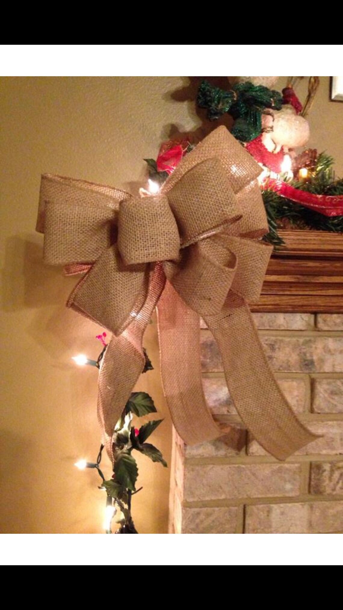 BURLAP BOW Tree Topper Farmhouse Bow Farmhouse Christmas Etsy