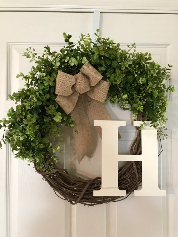 Wreath For Front Door Summer Wreath Initial Wreath Front Door Wreath Year Round Wreath Grapevine Wreath Spring Wreath Farmhouse Wreath