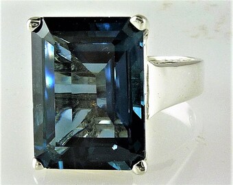 Large Genuine Emerald Cut London Blue Topaz 16X12 MM 13.88 Carats