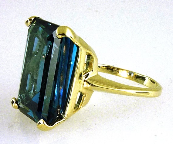 Large Genuine Emerald Cut London Blue Topaz 16X12 MM 13.88 Carats