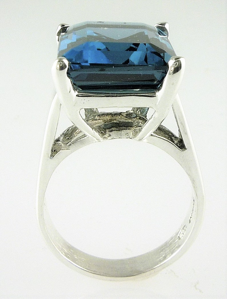 Large Genuine Emerald Cut London Blue Topaz 16X12 MM 13.88 Carats