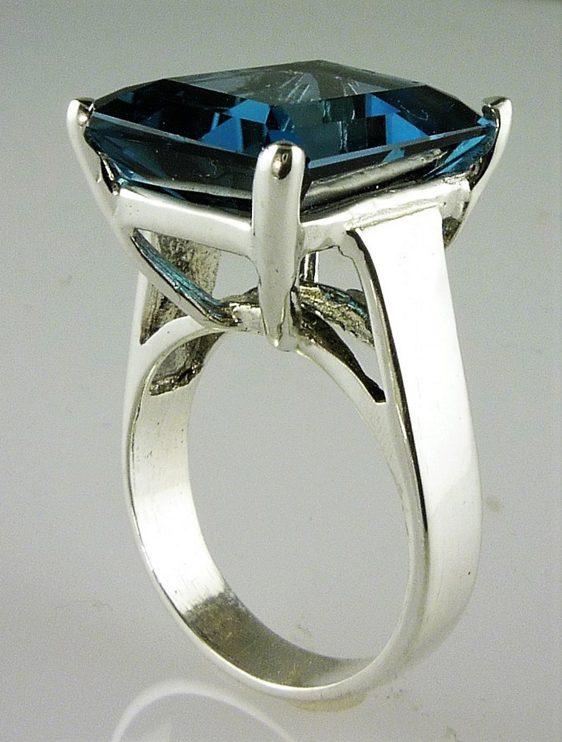 Large Genuine Emerald Cut London Blue Topaz 16X12 MM 13.88 Carats