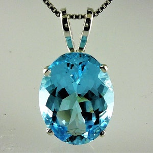 Stunning Natural Very large Oval Blue Topaz Pendant, 20X15 MM, 22.41 Carats, December Birthstone, Gift For Her, Genuine Topaz, Flawless