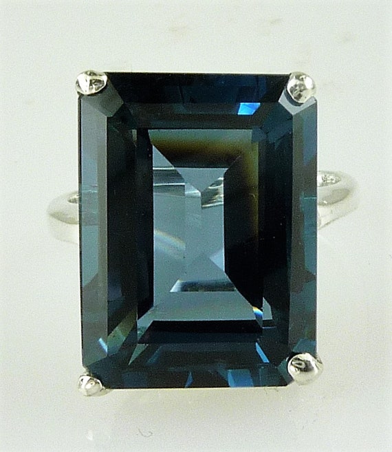 Large Genuine Emerald Cut London Blue Topaz 16X12 MM 13.88 Carats