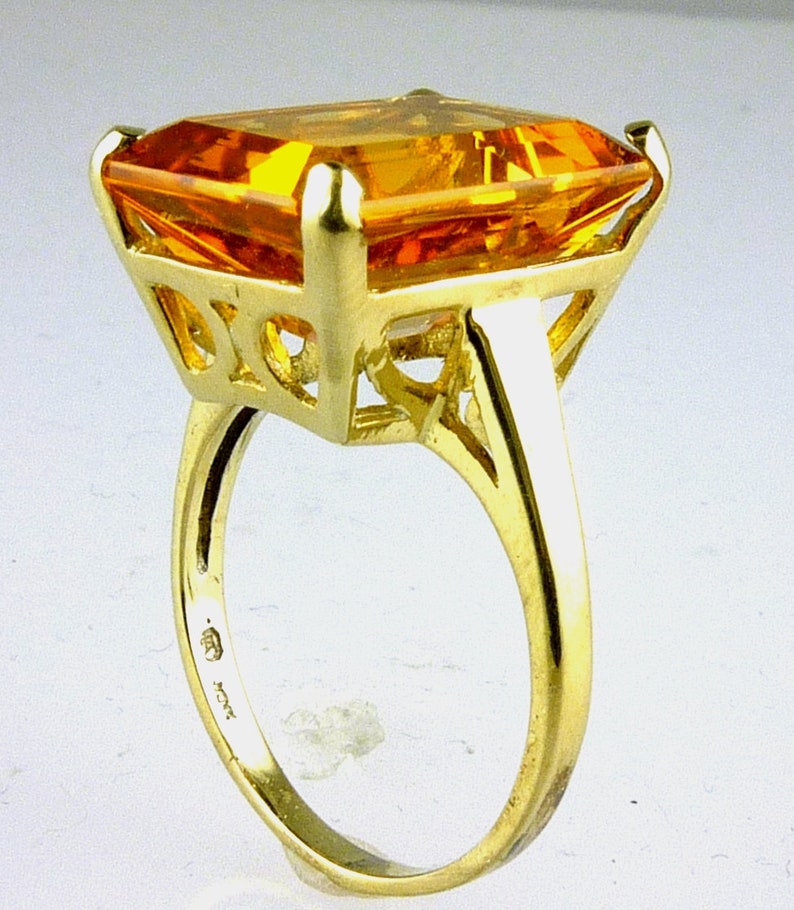 Stunning Natural Large Emerald Cut Citrine Ring Top Color Etsy