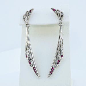 Genuine Large Ruby Dangle Earrings, 925 Sterling silver, July Birthstone, Gift For Her, Natural Rubies, Hand Made
