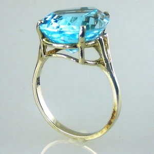 Natural Large Blue Topaz Pear Shape Solitaire Ring 925 - Etsy