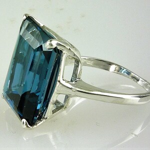 Genuine Large Emerald Cut London Blue Topaz Solitaire Ring, 16X12 MM ...