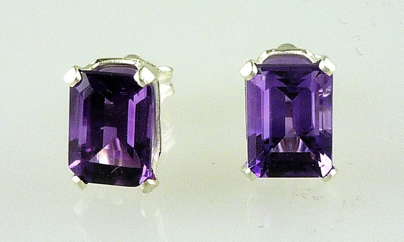 Real Amethyst Silver Earrings Oval Stud 925 Hallmark Studs