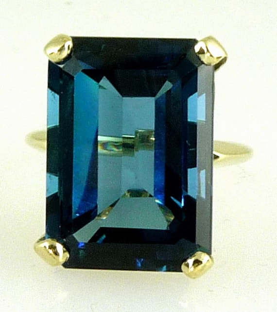 Large Genuine Emerald Cut London Blue Topaz 16X12 MM 13.88 Carats