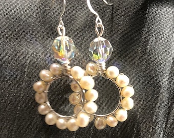Boucles d'oreilles en cristal et perles