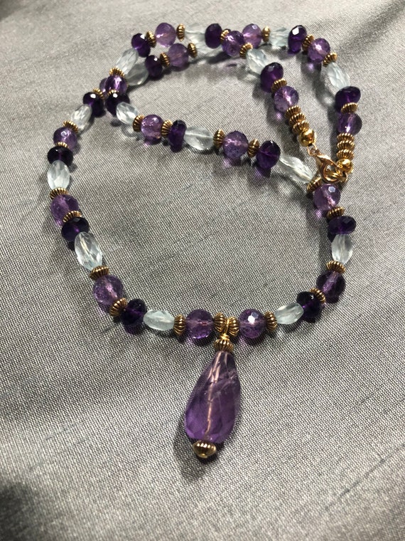 Amethyst and aquamarine sale necklace
