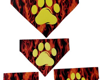 Flames and Paw Print HD-120th Over-the-collar Bandannas