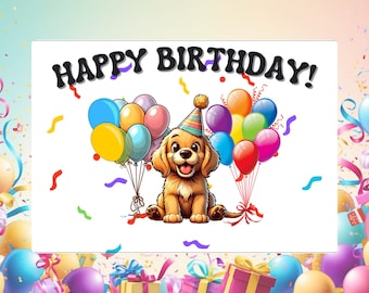 Happy Birthday Party Dog birthday card with envelope