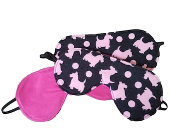 Dog Tired Adult Sleep Mask - Terriers on Pink