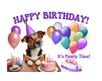 Dog Theme Birthday Card: Printable PNG, JPG, PDF