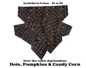 Halloween Dog Bandana, Pumpkins, Candy Corn, Over-the-Collar, Reversible