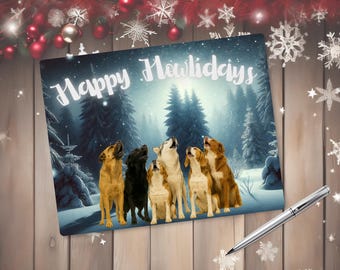 Dog Christmas Cards, "Happy Howlidays", Holiday Pet Card (10-Pack)