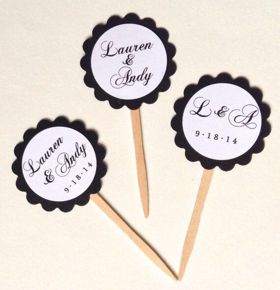 Items similar to 12+ Personalized Cupcake Toppers, Set of Custom