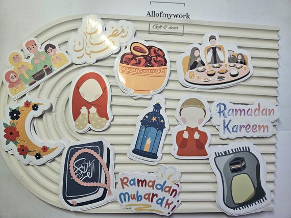 Ramadan stickers, Ramadan planner stickers, kids fun activity craft, muslim daily planner, easy peel stickers.