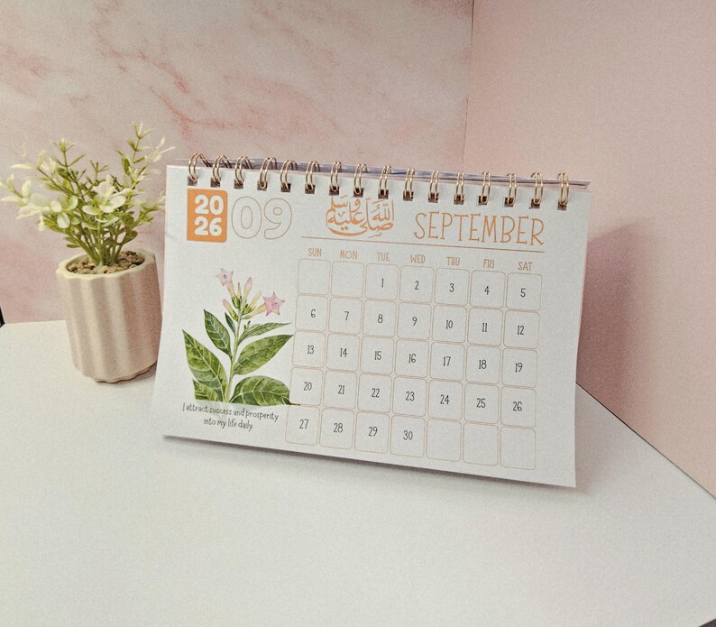Arabic Desk Calendar for Home Office_12 Month Islamic Ramadan Calendar ...