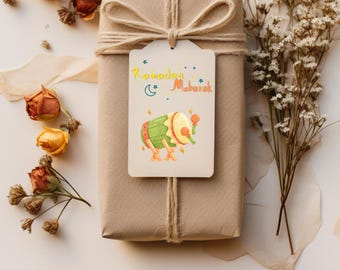 Ramadan Mubarak gift tag,Handmade paper tags for gift and treats, Islamic favor tags