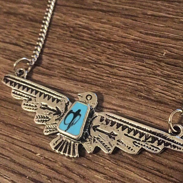Thunderbird indianischen Kette Türkis Halskette Stammes südwestlichen Thunder Bird Land indischen Silber Thunderbird Halskette