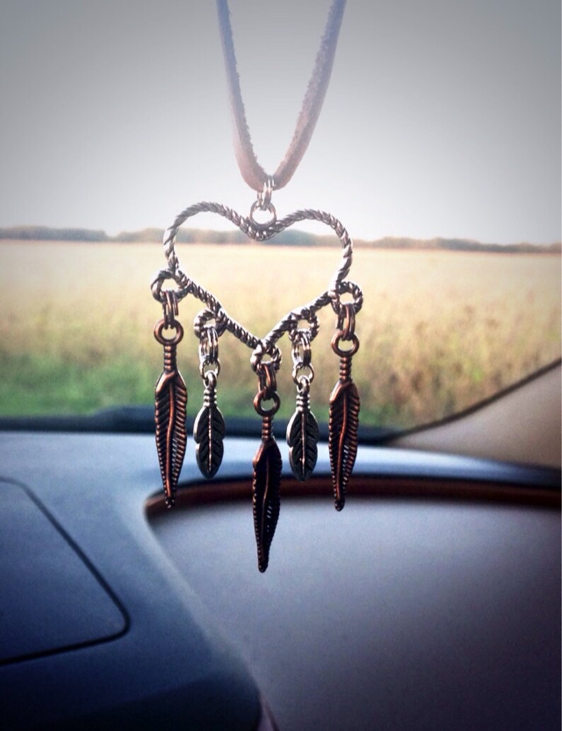 Heart Dream Catcher Mirror Hanging Rear View Mirror Rearview Etsy